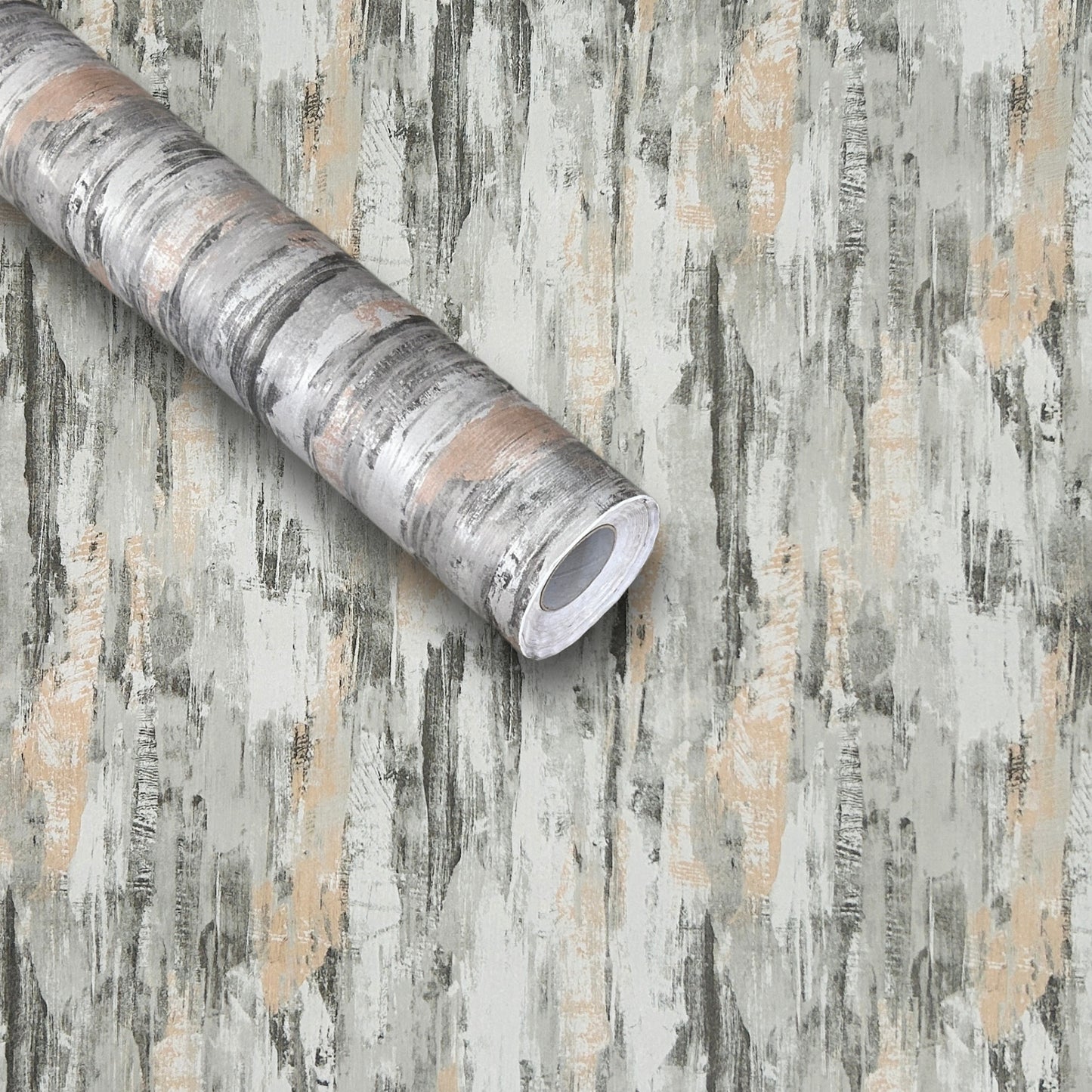 Rustic Abstract Textured Sticker Wallpaper | Grey, Beige & Black Brush Effect | 120 x 180 cm