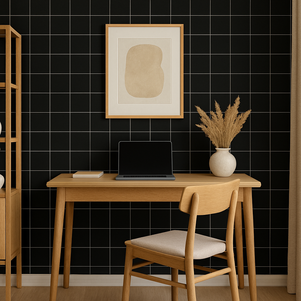 Black Grid Design Sticker Wallpaper | Minimalist Matte Finish | 120 x 180 cm
