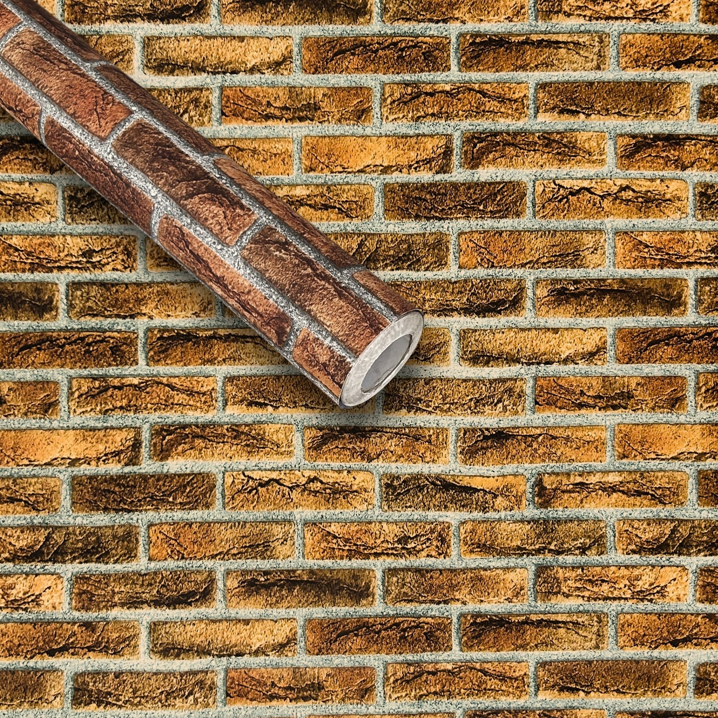 Rustic Brick Design Sticker Wallpaper | Warm Brown and Amber Tones | 120 x 180 cm