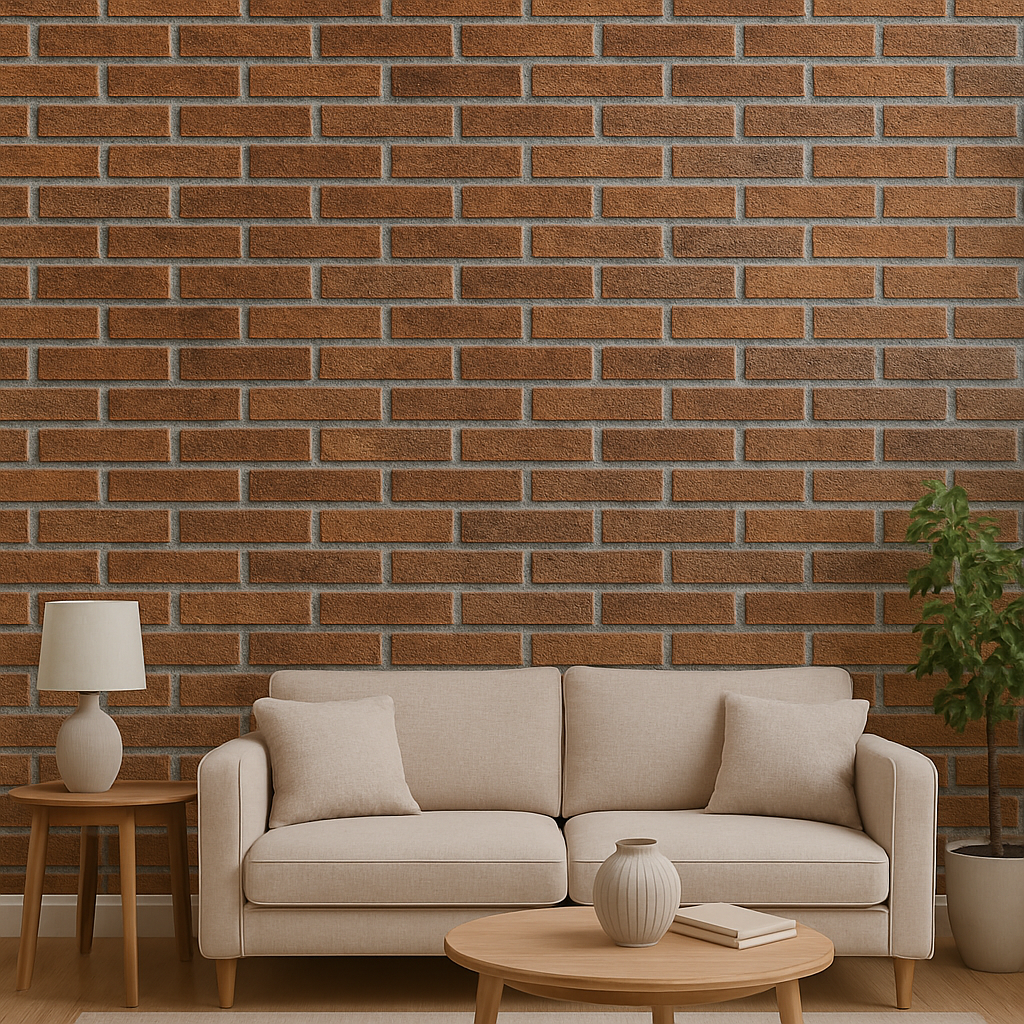 Rustic Brick Design Sticker Wallpaper | Warm Brown and Amber Tones | 120 x 180 cm