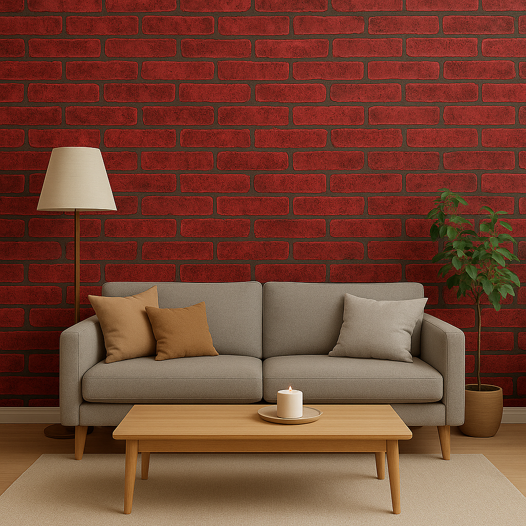 Red Brick Design Sticker Wallpaper | Rustic Brick Pattern | 120 x 180 cm