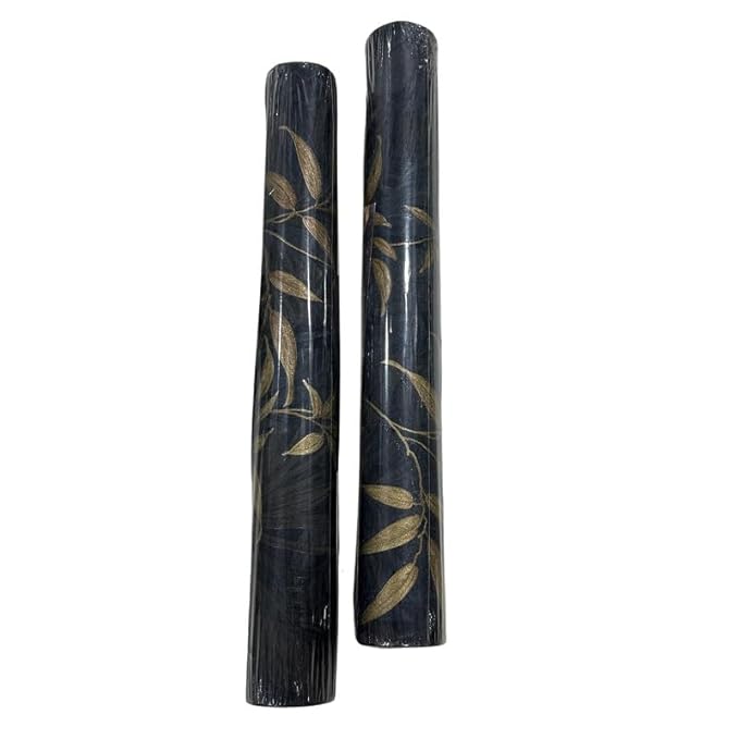 Non-Adhesive Wallpaper | Textured Luxury Black Botanical | Covered Area 50 sq ft