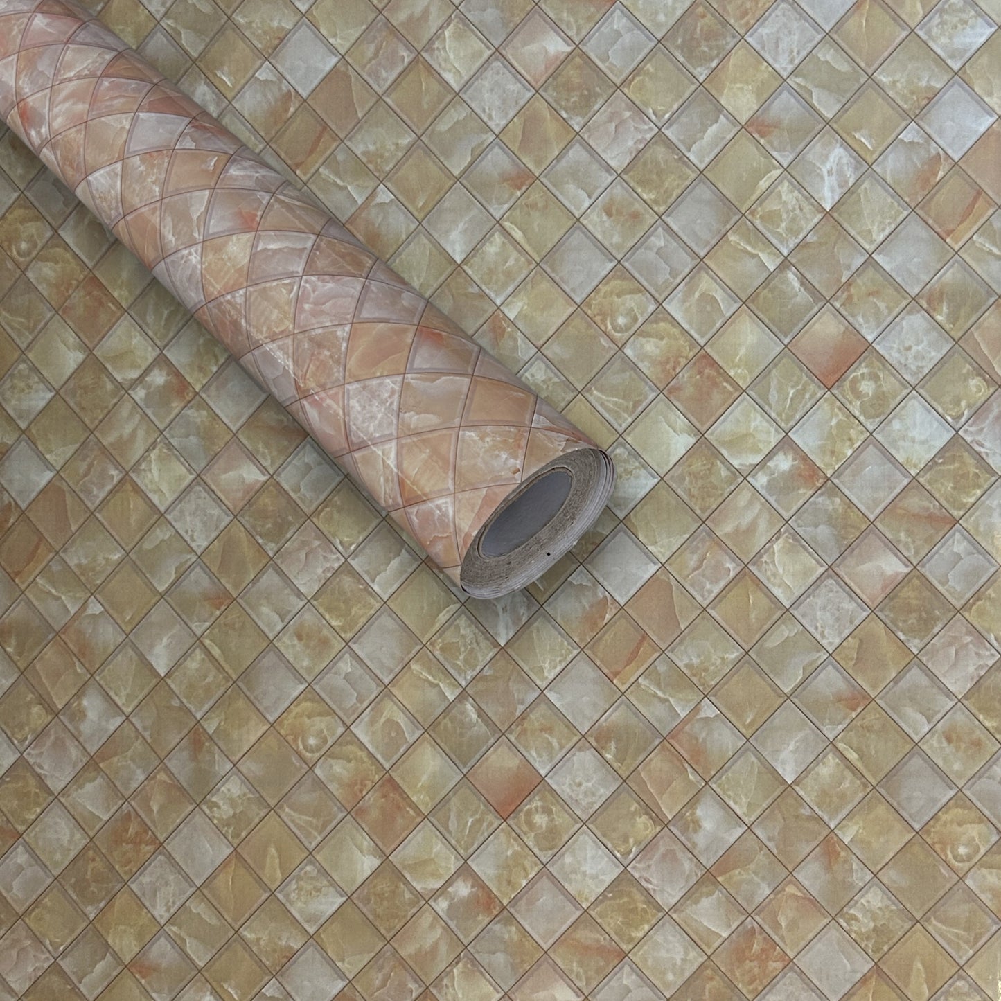 Marble Tile Design Sticker Wallpaper | Beige, Gold, and Marble Mix | 120 x 180 cm