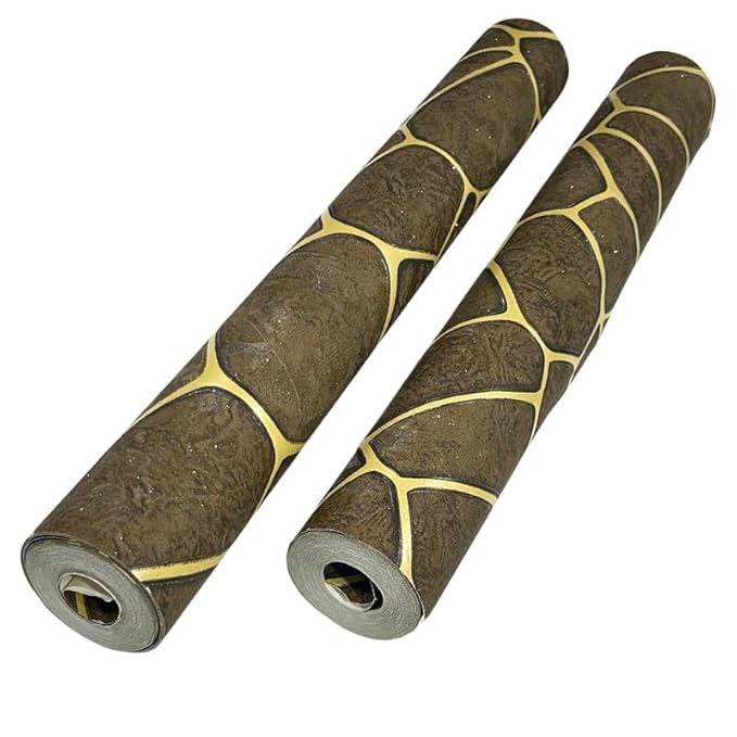 Non-Adhesive Wallpaper |Textured Dark Brown with Accents of Golden Yellow | Covered Area 50 sq ft