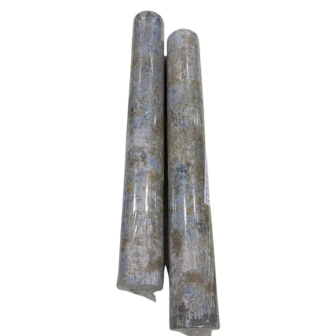 Non-Adhesive Wallpaper | Textured Luxury Aged Gold & Blue Pattern | Covered Area 50 sq ft