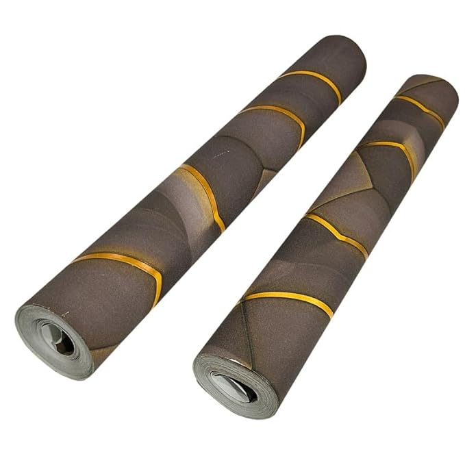 Non-Adhesive Wallpaper |Textured Geometric Graphite Gray with Accents of Luminous Yellow | Covered Area 50 sq ft