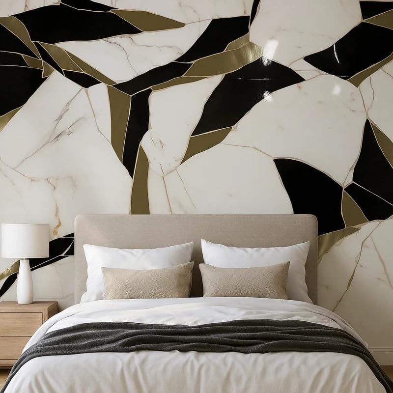 Black Marble Kitchen Stickers Wallpaper PVC 3D Waterproof Wallpeper for Kitchen, Table, Living Room, Bed Room, Cafe Wall | Size - 60 X 200cm | Pack of 1