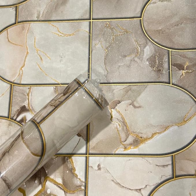 Non-Adhesive Wallpaper | Textured Luxury Gold Marble Design | Covered Area 50 sq ft