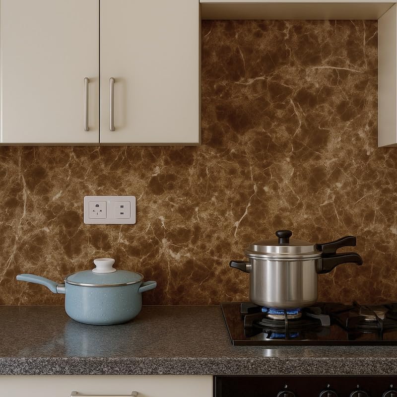 Browne Design Kitchen Stickers Wallpaper PVC 3D Waterproof Wallpeper for Kitchen, Table, Living Room, Bed Room, Cafe Wall | Size - 60 X 200cm | Pack of 1