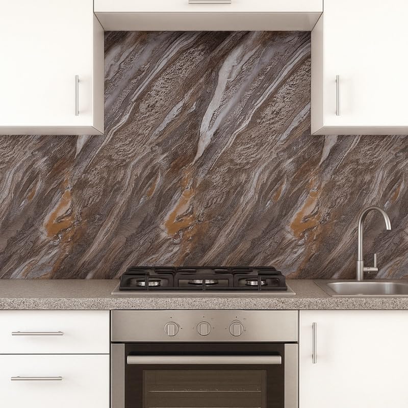 RustStone Marble Kitchen Stickers Wallpaper PVC 3D Waterproof Wallpeper for Kitchen, Table, Living Room, Bed Room, Cafe Wall | Size - 60 X 200cm | Pack of 1