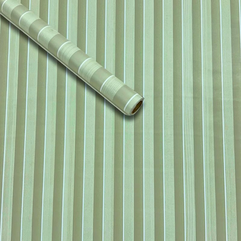 Light Green Stripe Kitchen Stickers Wallpaper PVC Waterproof Wallpeper for Kitchen, Table, Living Room, Bed Room, Cafe Wall | Size - 60 X 200cm | Pack of 1