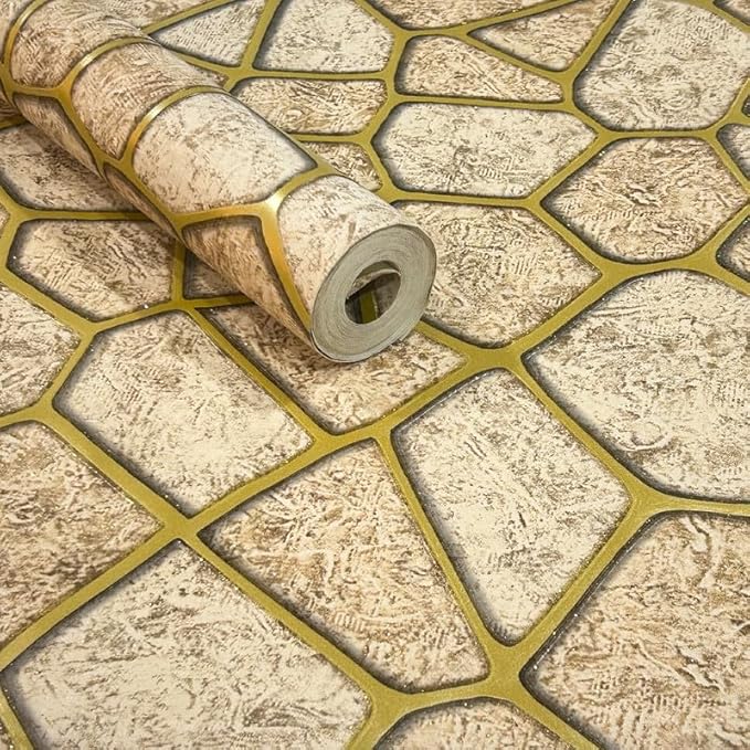 Non-Adhesive |Textured Golden Beige with Accents of Mustard Yellow | Covered Area 50 sq ft