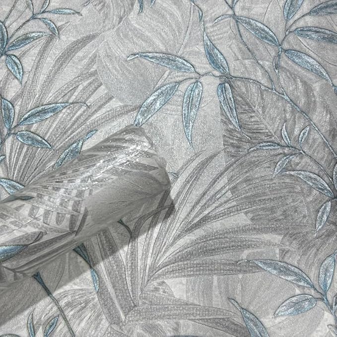 Non-Adhesive Wallpaper | Textured Shimmering Silver Leaf | Covered Area 50 sq ft