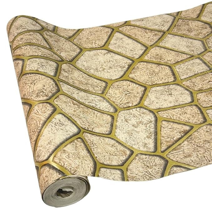 Non-Adhesive |Textured Golden Beige with Accents of Mustard Yellow | Covered Area 50 sq ft