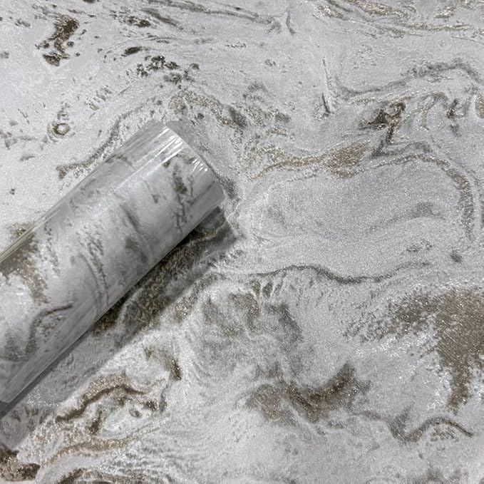 Non-Adhesive Wallpaper | Textured Elegant Stone Silver Finish | Covered Area 50 sq ft