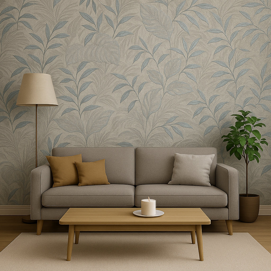 Non-Adhesive Wallpaper | Textured Shimmering Silver Leaf | Covered Area 50 sq ft