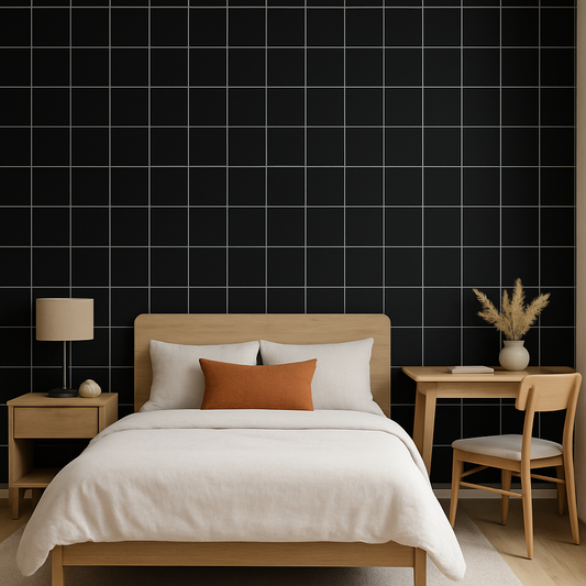 Black Grid Design Sticker Wallpaper | Minimalist Matte Finish | 120 x 180 cm