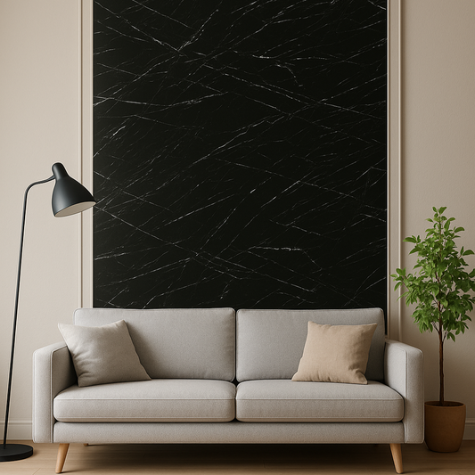 Black Marble Design Sticker Wallpaper | Elegant Black with White Veins | 120 x 180 cm