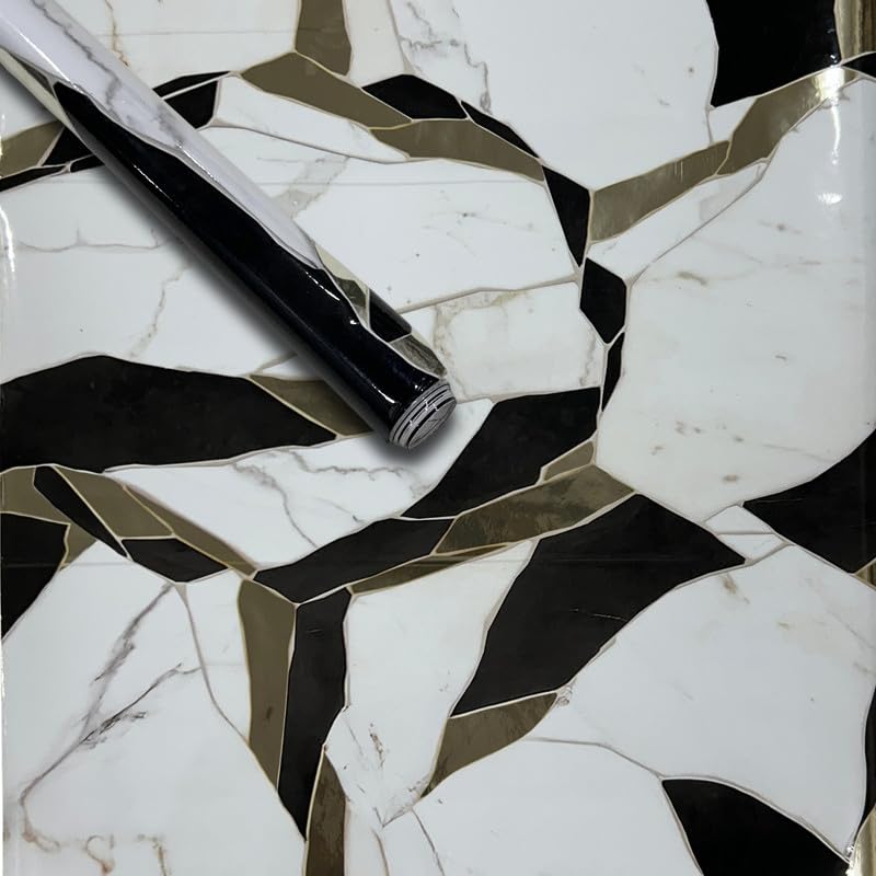 Black Marble Kitchen Stickers Wallpaper PVC 3D Waterproof Wallpeper for Kitchen, Table, Living Room, Bed Room, Cafe Wall | Size - 60 X 200cm | Pack of 1