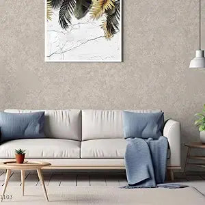 Non-Adhesive Wallpaper | Textured Soft Grey Ethnic Print | Covered Area 50 sq ft