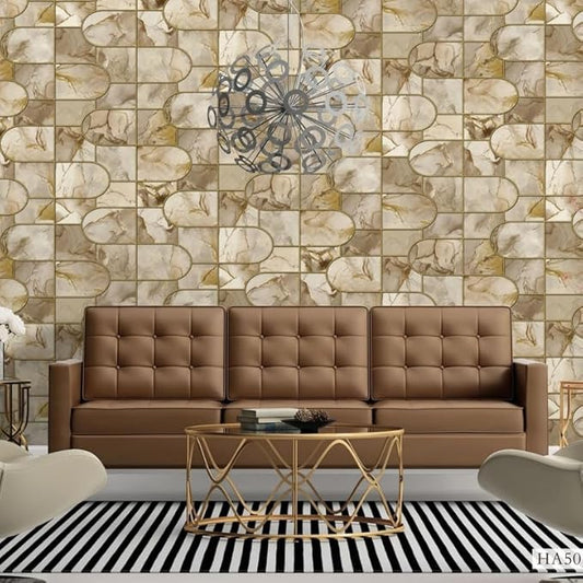 Non-Adhesive Wallpaper | Textured Luxury Gold Marble Design | Covered Area 50 sq ft
