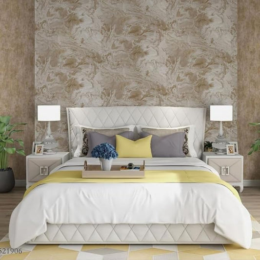 Non-Adhesive Wallpaper | Textured Elegant Caramel Marble Finish | Covered Area 50 sq ft