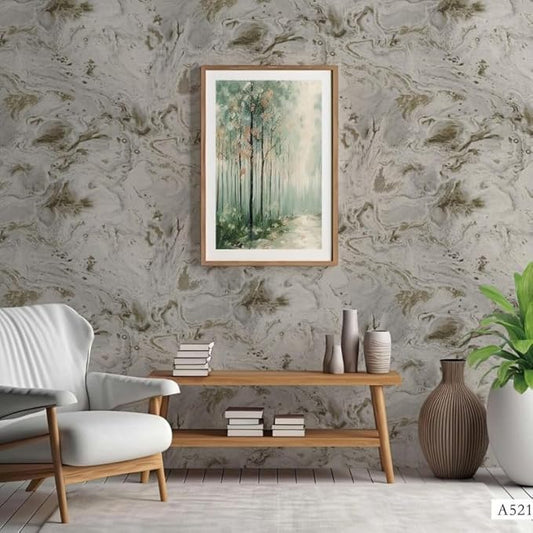 Non-Adhesive Wallpaper | Textured Elegant Stone Silver Finish | Covered Area 50 sq ft