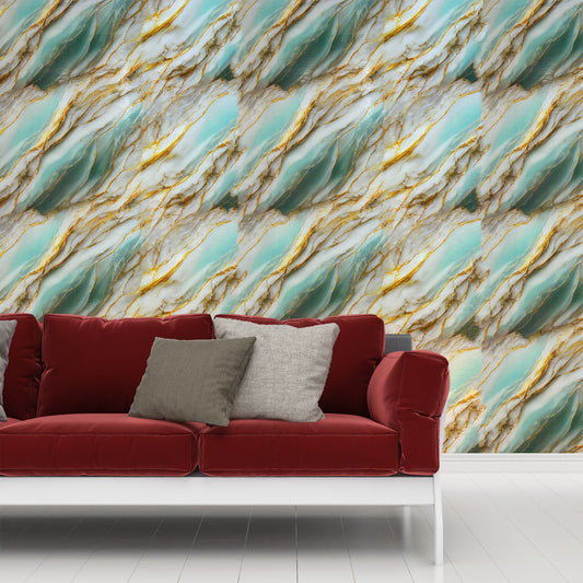 Emerald Gold Marble Design | Premium UV Roll | Peel & Stick | 4 x 10 Feet | 1 Roll