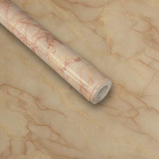 Beige Pink Marble Design Sticker Wallpaper | Soft Cream & Rose Veins | 120 x 180 cm