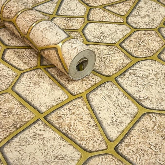 Non-Adhesive |Textured Golden Beige with Accents of Mustard Yellow | Covered Area 50 sq ft