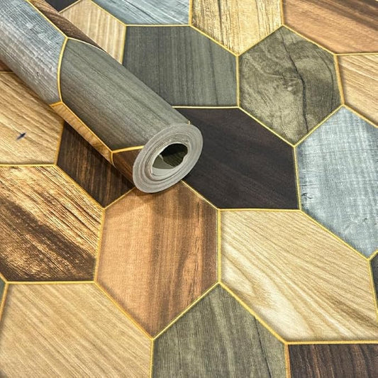 Non-Adhesive Wallpaper | Textured Shades of Brown, Beige, Gray and Black | Covered Area 50 sq ft