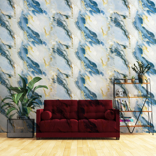 Blue & Gold Fusion Marble | Premium UV Roll | Peel & Stick | 4 x 10 Feet | 1 Roll