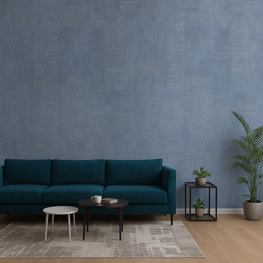 Non-Adhesive Wallpaper | Textured Elegant Navy Blue Pattern | Covered Area 50 sq ft